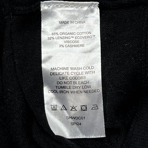 Quince Lightweight Organic Cotton Cashmere V-Neck Ribbed Sweater Black Sz S NWOT - Picture 5 of 5